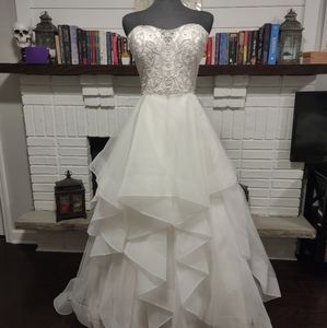 Ella Rosa BE361 Ivory 20 Modern Tiered Ballgown Wedding Dress